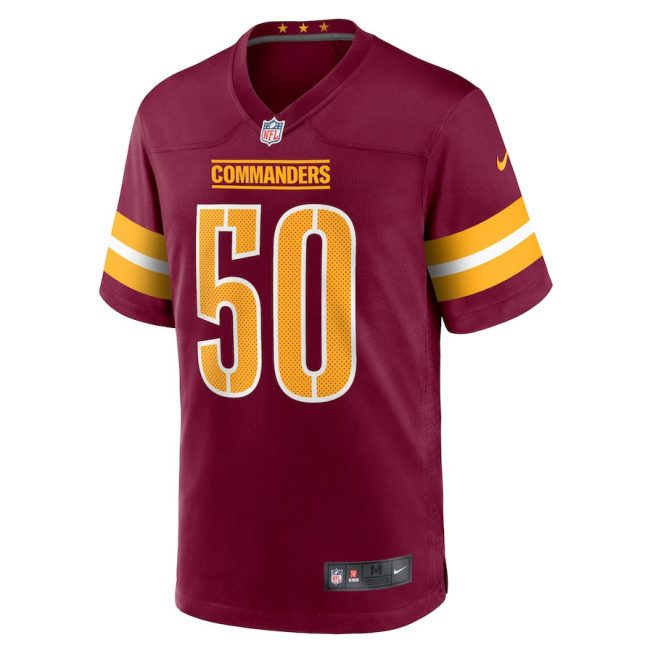 Andre Jones Jr. 50 Washington Commanders Men Game Jersey - Burgundy - Image 2