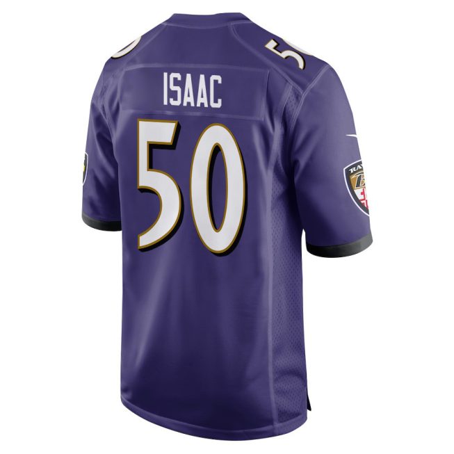 Adisa Isaac 50 Baltimore Ravens Super Bowl LIX New Orleans Patch Game Men Jersey - Purple - Image 2