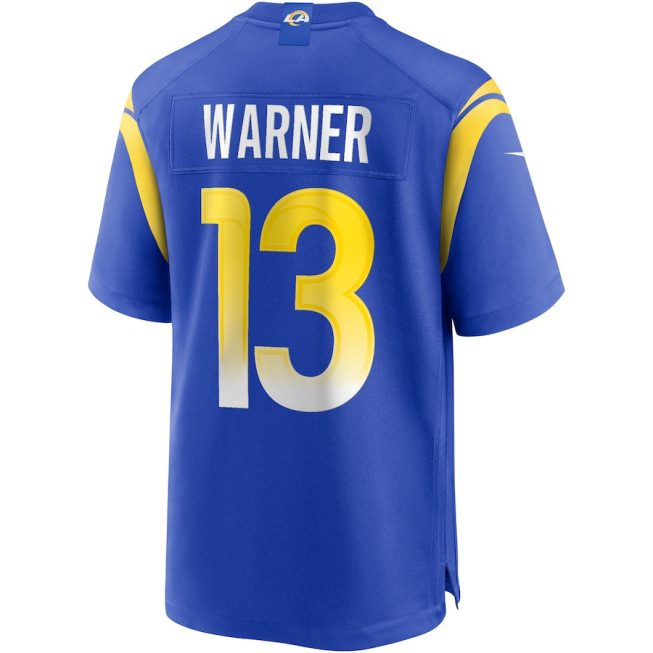 Kurt Warner 13 Los Angeles Rams Men Game Retired Jersey - Royal - Image 3