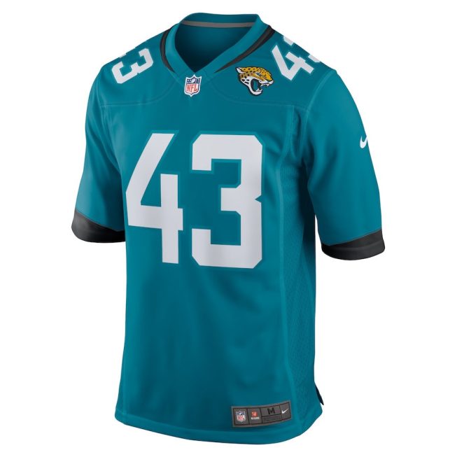 Derek Parish 43 Jacksonville Jaguars Men Game Jersey - Teal - Image 2