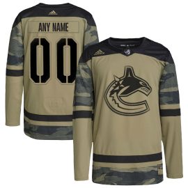 Vancouver Canucks Logo Military Appreciation Team Authentic Custom Practice Jersey - Camo