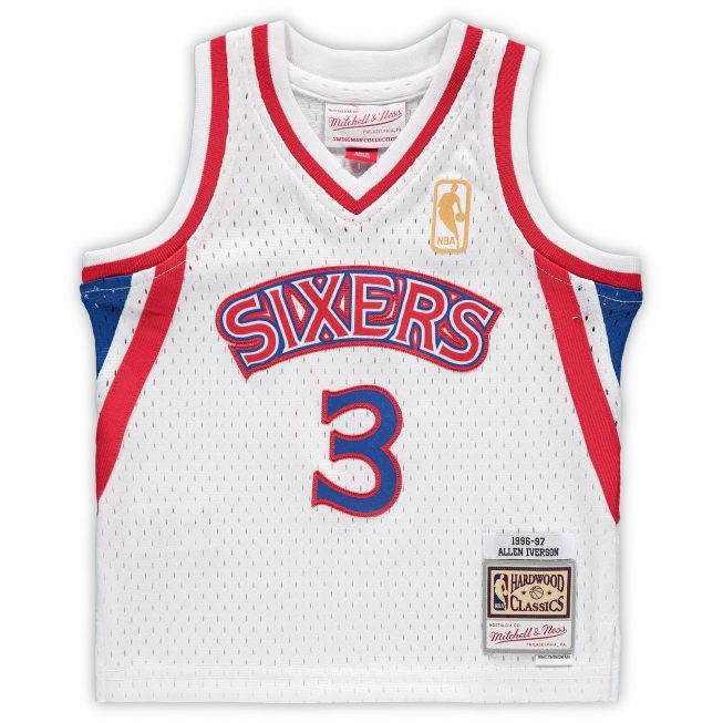 Allen Iverson Philadelphia 76ers Mitchell & Ness Infant 1996/97 Hardwood Classics Retired Player Jersey - White - Image 2