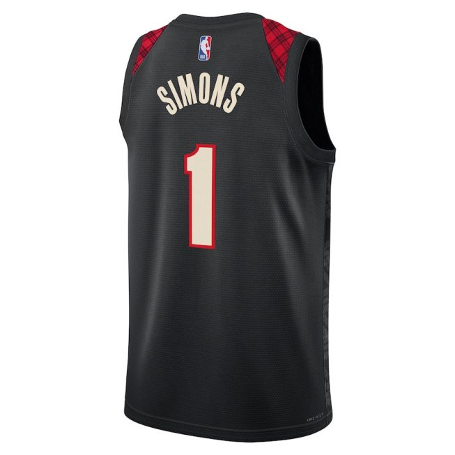 Anfernee Simons 1 Portland Trail Blazers 2023/24 City Edition Swingman Jersey - Black - Image 3