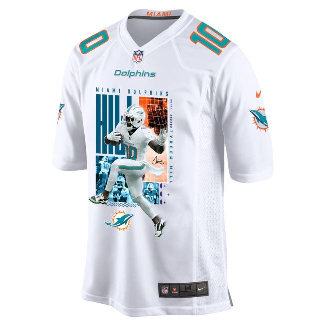 Tyreek Hill 10 Miami Dolphins The Cheetah Game Men Jersey - White - Image 2