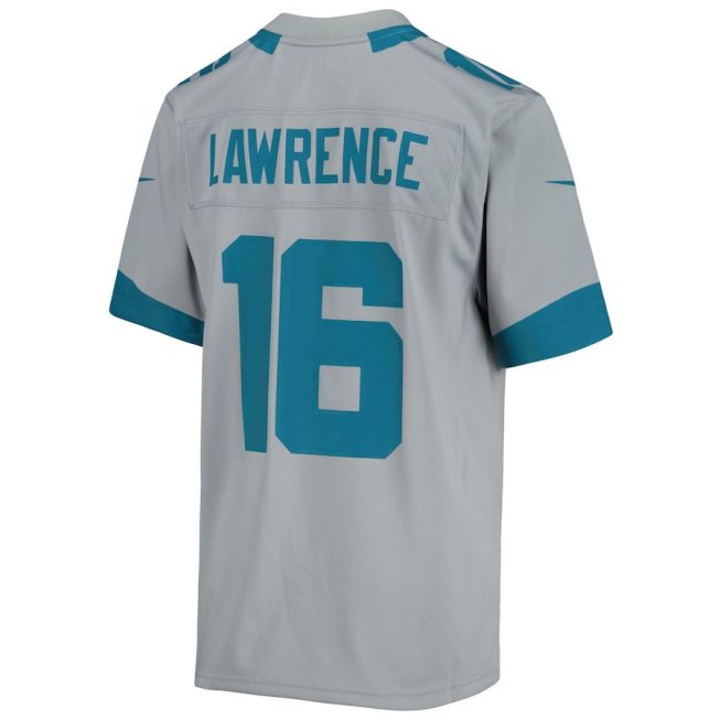 Trevor Lawrence 16 Jacksonville Jaguars YOUTH Inverted Team Game Jersey - Silver - Image 3