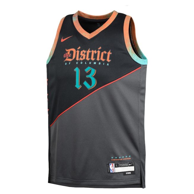 Jordan Poole 13 Washington Wizards 2023/24 City Edition Swingman YOUTH Jersey - Black - Image 2