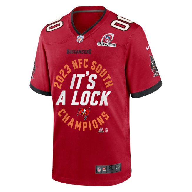 Tampa Bay Buccaneers 2023 NFC South Division Champions Locker Room Trophy Game Men Custom Jersey - Red - Image 2