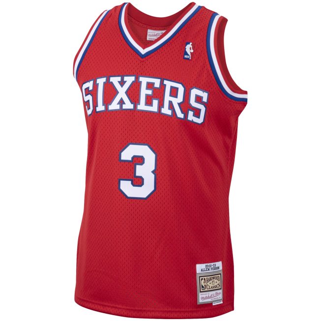 Allen Iverson Philadelphia 76ers Mitchell & Ness 2001/02 Hardwood Classics Swingman Jersey - Red - Image 2