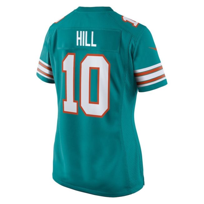 Tyreek Hill 10 Signed Miami Dolphins Cheetah Alternate Game Women Jersey - Aqua - Image 3