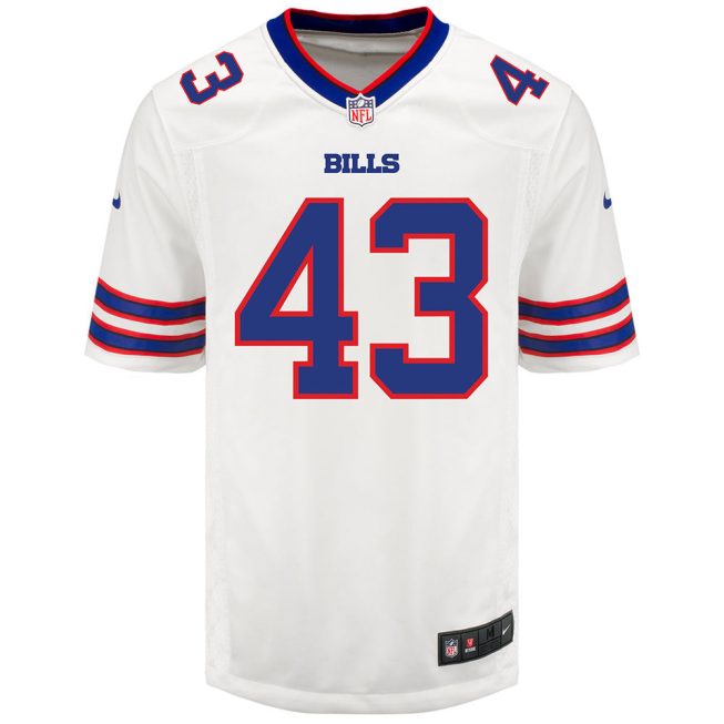 Terrel Bernard 43 Buffalo Bills Men Away Game Jersey - White - Image 2