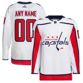 Washington Capitals Away Primegreen Authentic Custom Jersey - White