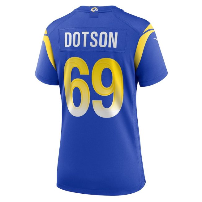 Kevin Dotson 69 Los Angeles Rams Women Game Jersey - Royal - Image 3