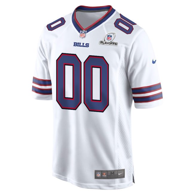 Buffalo Bills 2023 Playoffs Patch Game Men Custom Jersey - White - Image 2