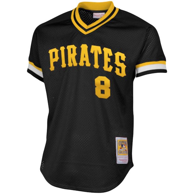 Willie Stargell Pittsburgh Pirates Mitchell & Ness Cooperstown Collection Big & Tall Mesh Batting Practice Jersey - Black - Image 2