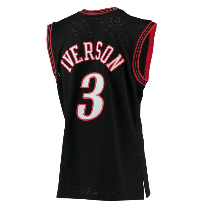 Allen Iverson Philadelphia 76ers Mitchell & Ness 2000/01 Hardwood Classics Swingman Jersey - Black - Image 3