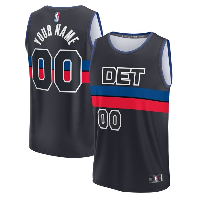 Detroit Pistons Fanatics Fast Break Custom Jersey - Charcoal - Statement Edition