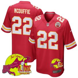 Trent McDuffie 22 Kansas City Chiefs Super Bowl LIX New Orleans Patch Game Men Jersey - Red