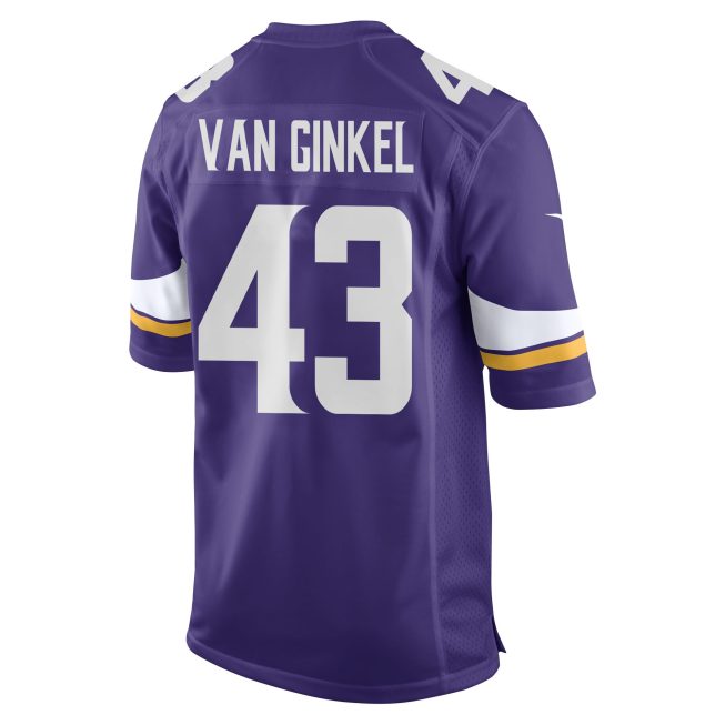 Andrew Van Ginkel 43 Minnesota Vikings Super Bowl LIX New Orleans Patch Game Men Jersey - Purple - Image 2