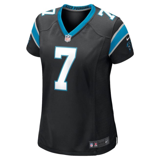 Steve Beuerlein 7 Carolina Panthers Women's Game Jersey - Black - Image 2