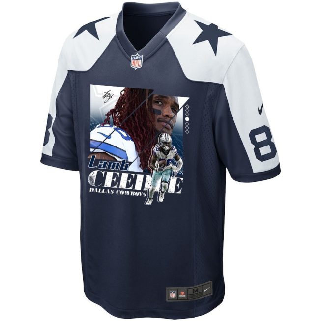 CeeDee Lamb 88 Dallas Cowboys Signed Glass Alternate Game Men Jersey - Navy - Image 2