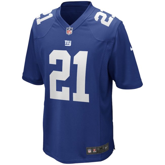 Tiki Barber 21 New York Giants Men Game Retired Jersey - Royal - Image 2