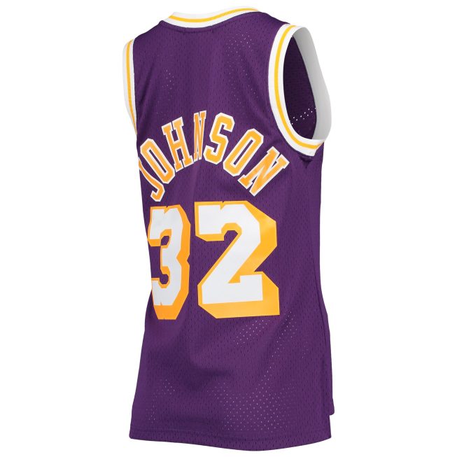 Magic Johnson Los Angeles Lakers Mitchell & Ness Women's Hardwood Classics 1984/85 Swingman Jersey - Purple - Image 3