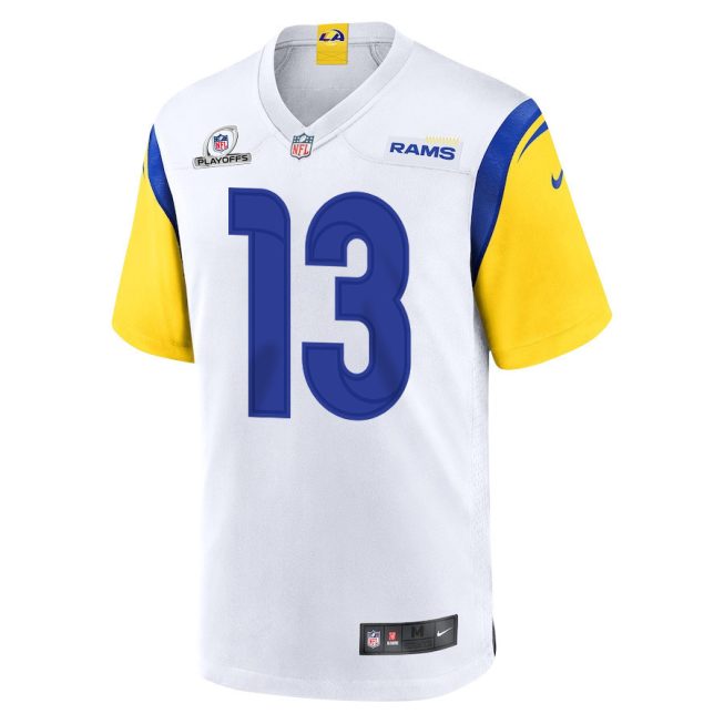 Stetson Bennett 13 Los Angeles Rams 2023 Playoffs Patch Game Men Jersey - White - Image 2