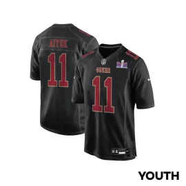 Brandon Aiyuk 11 San Francisco 49ers Super Bowl LVIII Patch Fashion Game YOUTH Jersey - Carbon Black