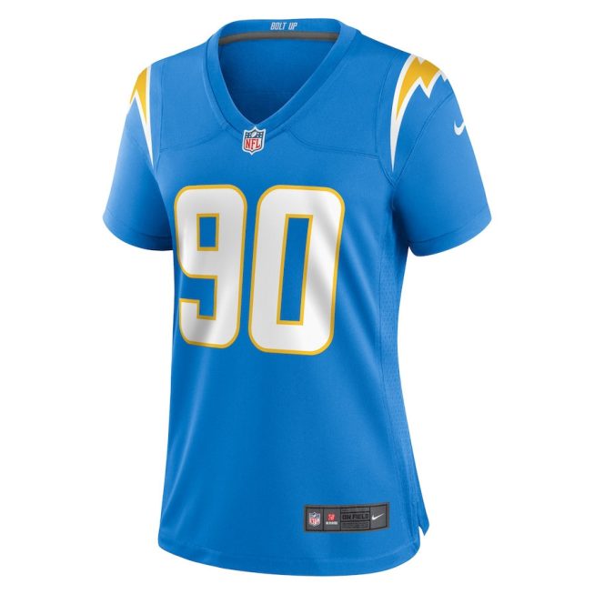 Brevin Allen 90 Los Angeles Chargers Women Team Game Jersey - Powder Blue - Image 2