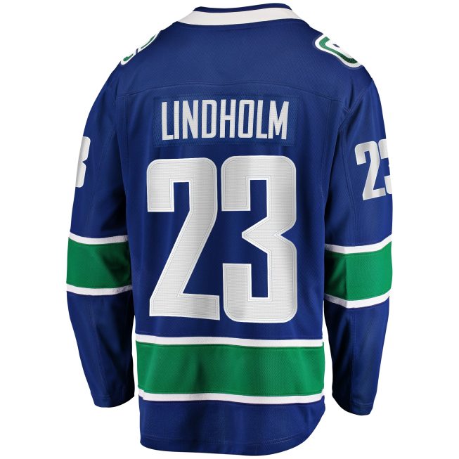 Elias Lindholm Vancouver Canucks Fanatics Home Premier Breakaway Player Jersey - Blue - Image 3