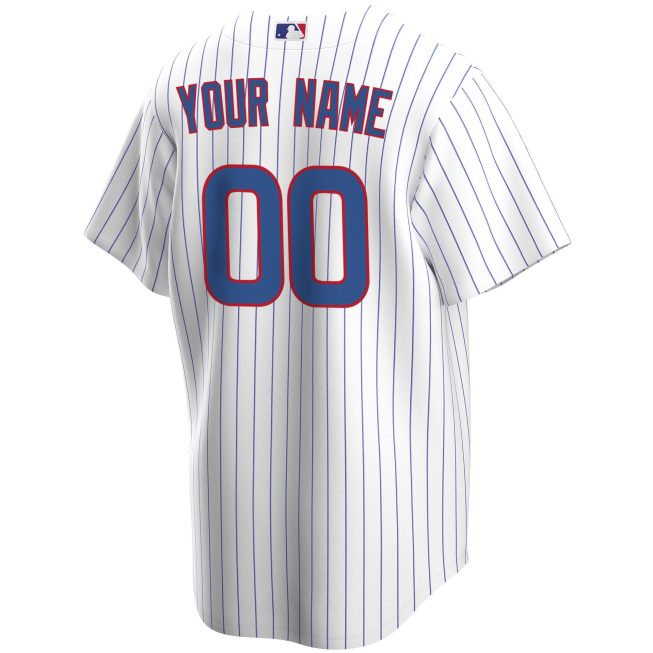 Chicago Cubs Home Replica Custom Jersey - White - Image 3