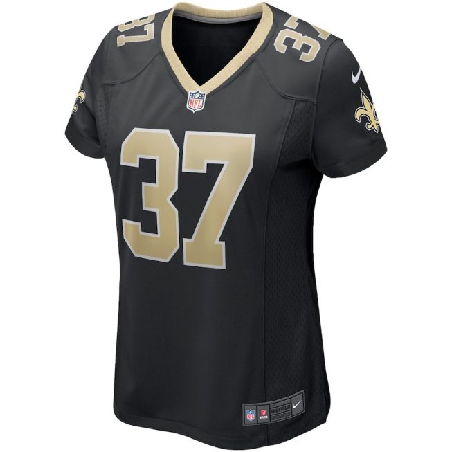 Steve Gleason 37 New Orleans Saints Women Game Retired Jersey - Black - Image 2