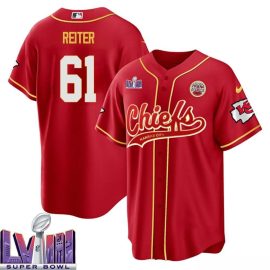 Austin Reiter 61 Kansas City Chiefs Super Bowl LVIII Baseball Men Jersey - Red