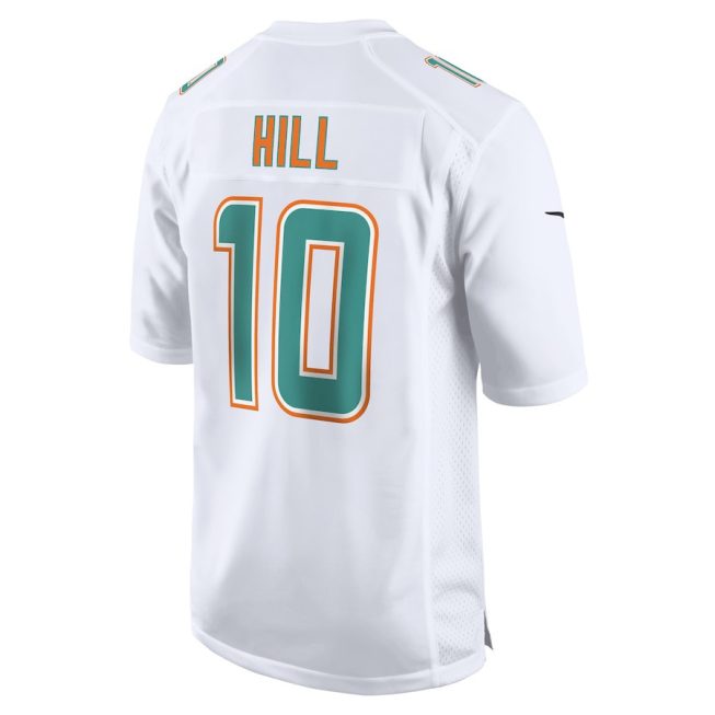 Tyreek Hill 10 Miami Dolphins Fashion Game Men Jersey - White - Image 3