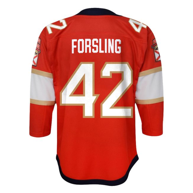 Gustav Forsling 42 Florida Panthers 2024 STANLEY CUP Final Youth Home Breakaway Jersey - Red - Image 3