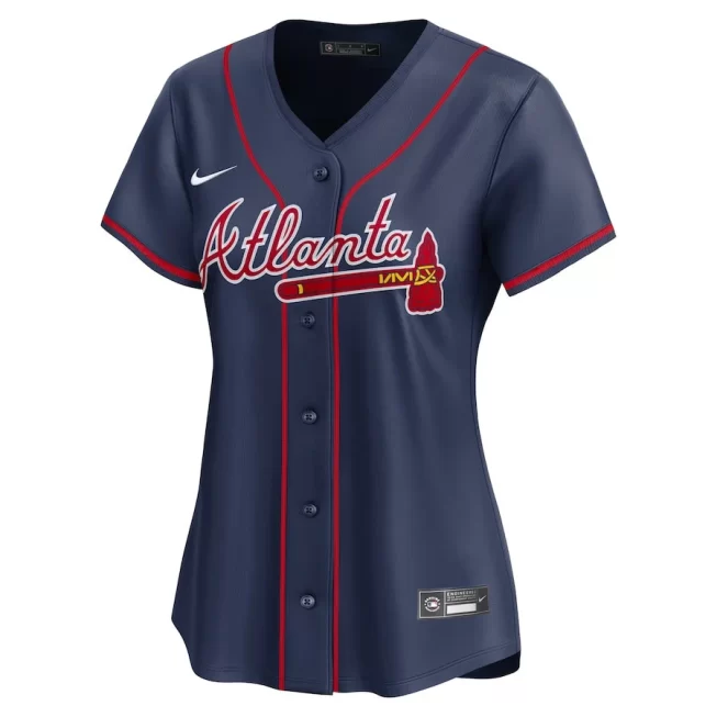 Ronald Acuña Jr. 13 Atlanta Braves Alternate Limited Women Player Jersey – Navy - Image 2