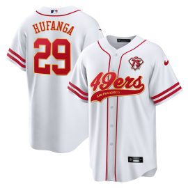 Talanoa Hufanga 29 San Francisco 49ers Baseball Men Jersey - White