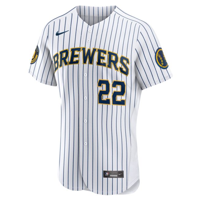Christian Yelich Milwaukee Brewers Alternate Authentic Player Jersey - White - Image 2