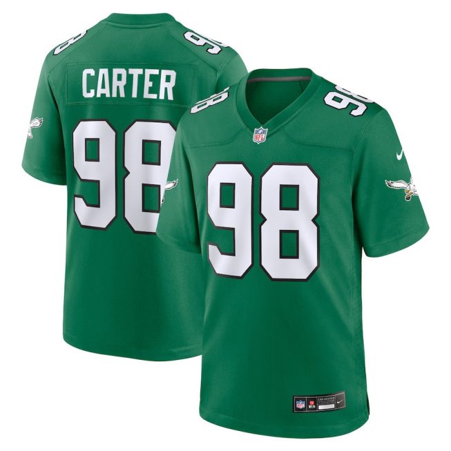 Jalen Carter 98 Philadelphia Eagles Alternate Game Men Jersey - Kelly Green