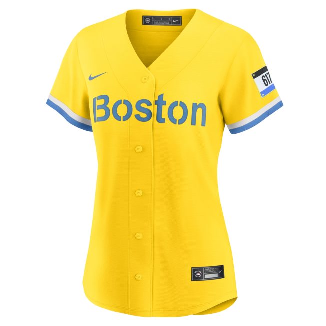 Boston Red Sox Women's City Connect Replica Jersey - Gold/Light Blue - Image 2