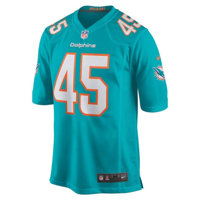 Duke Riley 45 Miami Dolphins Men Game Jersey - Aqua - Image 2