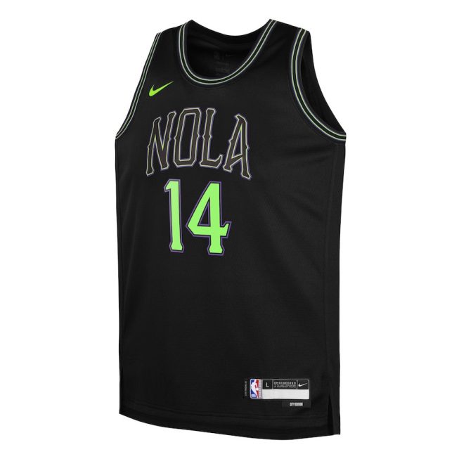 Brandon Ingram 14 New Orleans Pelicans 2023/24 City Edition Swingman YOUTH Jersey - Black - Image 2