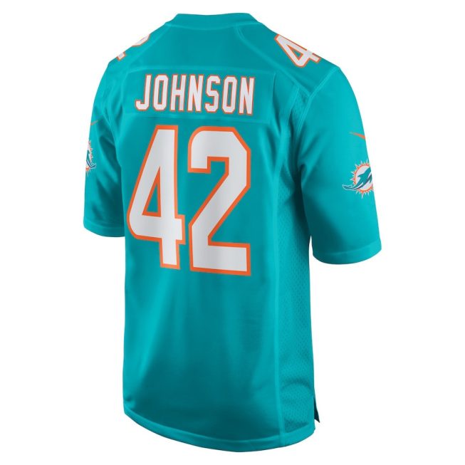 Alexander Johnson 42 Miami Dolphins Men Game Jersey - Aqua - Image 3