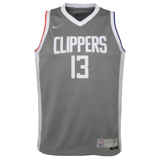 Paul George LA Clippers Youth 2020/21 Swingman Player Jersey Gray - Earned Edition - Image 2