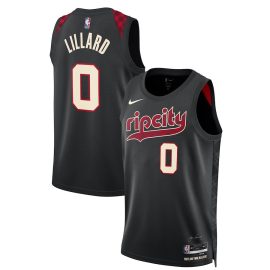 Damian Lillard 0 Portland Trail Blazers 2023/24 Swingman Jersey - City Edition - Unisex Black