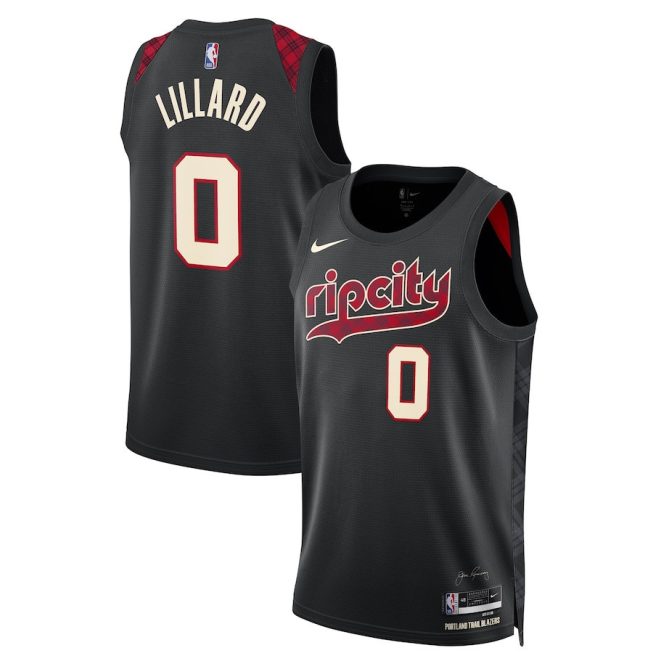 Damian Lillard 0 Portland Trail Blazers 2023/24 Swingman Jersey - City Edition - Unisex Black