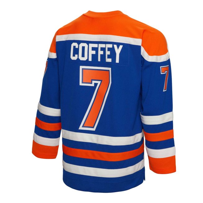 Paul Coffey Edmonton Oilers Mitchell & Ness 1986/87 Blue Line Player Jersey - Royal - Image 3