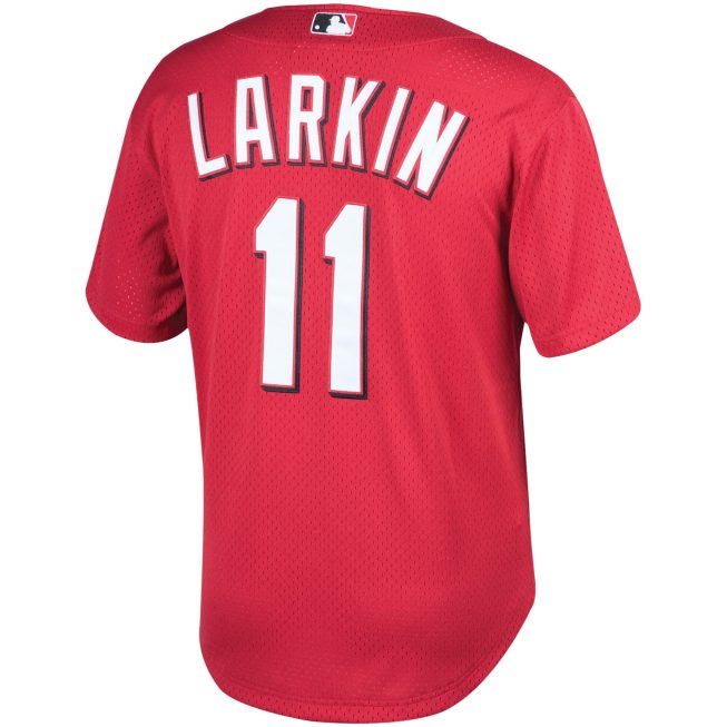 Barry Larkin Cincinnati Reds Mitchell & Ness Throwback Cooperstown Mesh Batting Practice Jersey - Red - Image 3