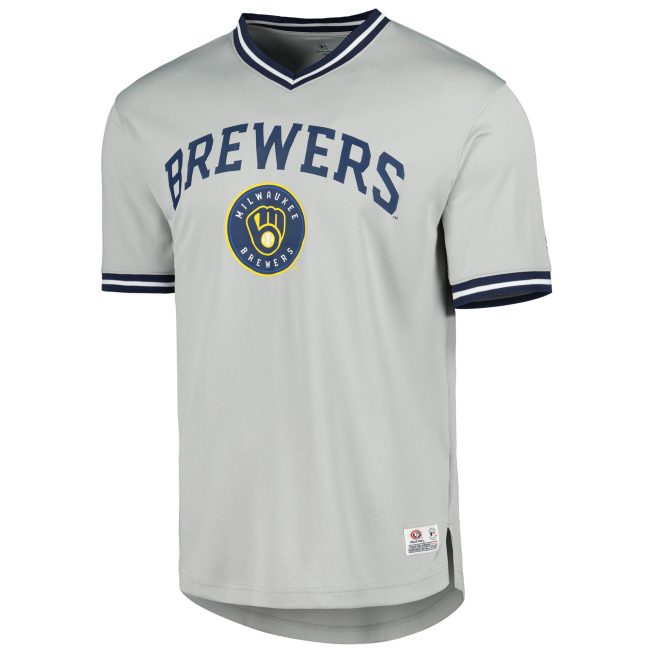 Milwaukee Brewers V-Neck Jersey - Gray - Image 2
