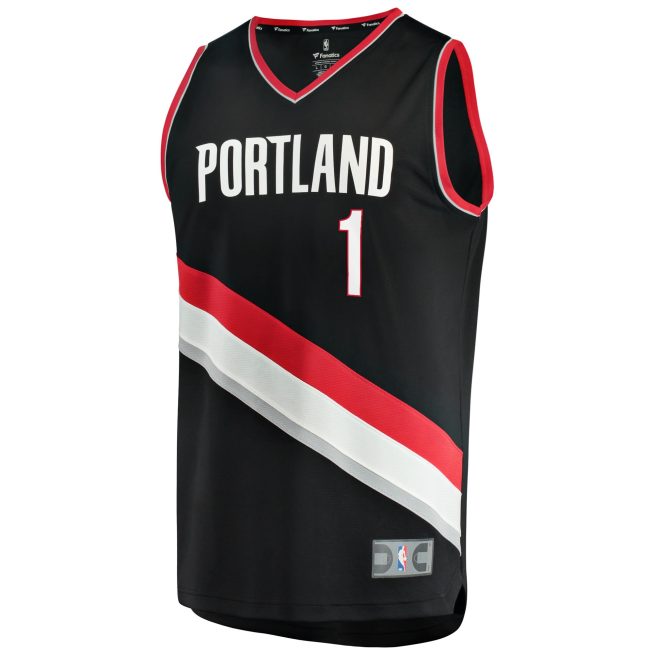 Anfernee Simons Portland Trail Blazers Fanatics Fast Break Replica Jersey - Icon Edition - Black - Image 2